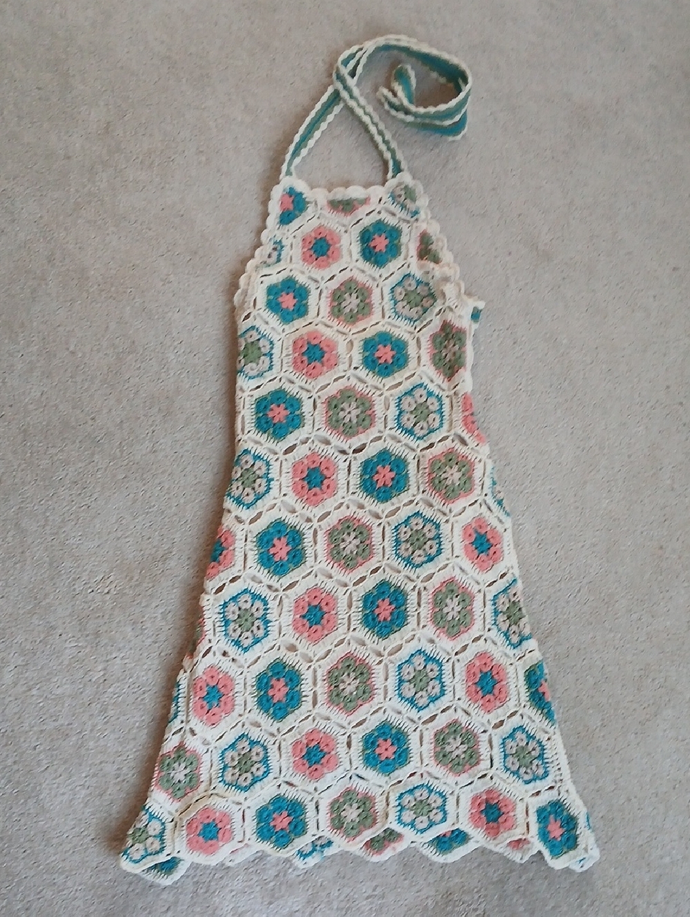 Show Me Your MuMu Happy Halter Mini Dress 70s Multi Crochet - Picture 5 of 8